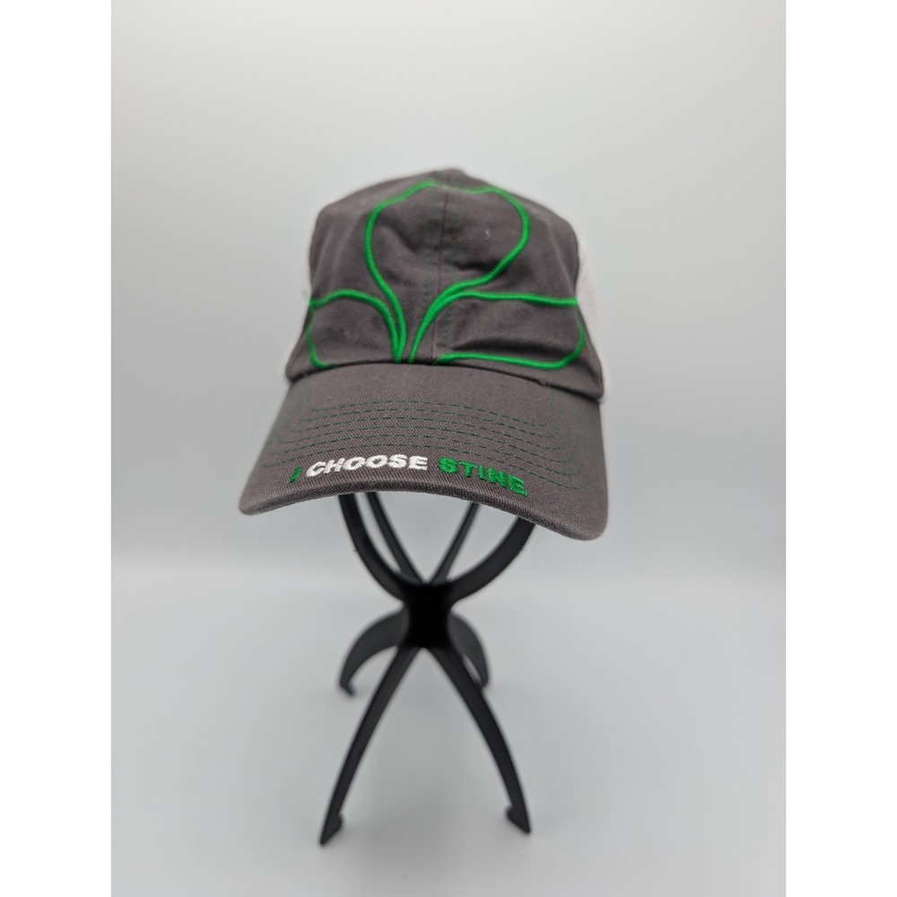 Stine Seeds Hat Mens White Gray Farmer Cap‎ Green Logo Jersey Mesh Modern Design